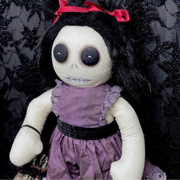 OOAK Creepy 17” Gothic Art Odd Weird Horror Art Artist Goth Rag Doll - Picture 8 of 8